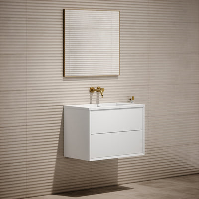 Volini Matte White Vanity Unit with Stone Basin 800mm
