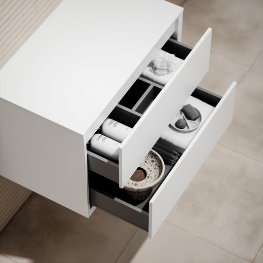 Volini Matte White Vanity Unit with Stone Countertop 800mm