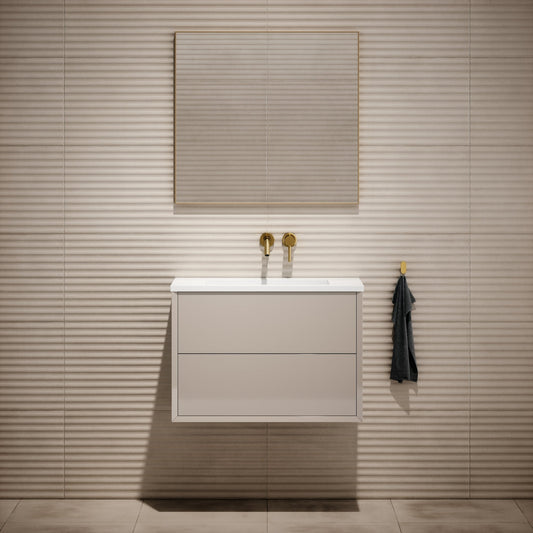 Volini Polished Cappuccino Vanity Unit with Stone Basin 800mm
