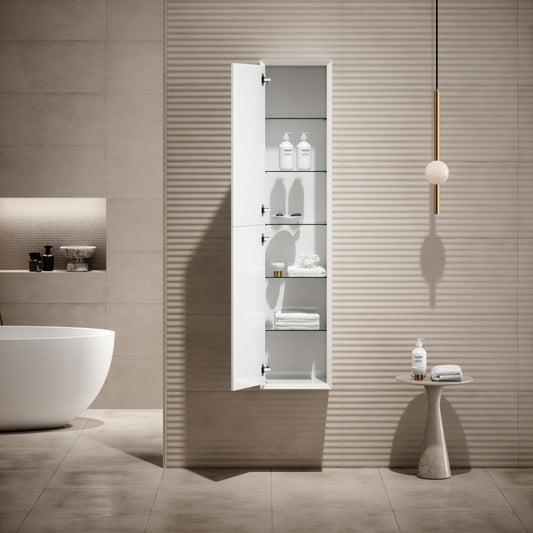 Volini Polished White Bathroom Storage Cabinet 350mm
