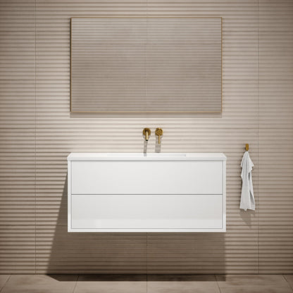 Volini Polished White Vanity Unit with Stone Basin 1200mm