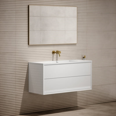 Volini Polished White Vanity Unit with Stone Basin 1200mm