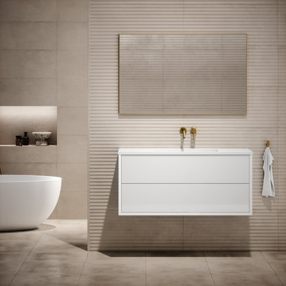 Volini Polished White Vanity Unit with Stone Basin 1200mm