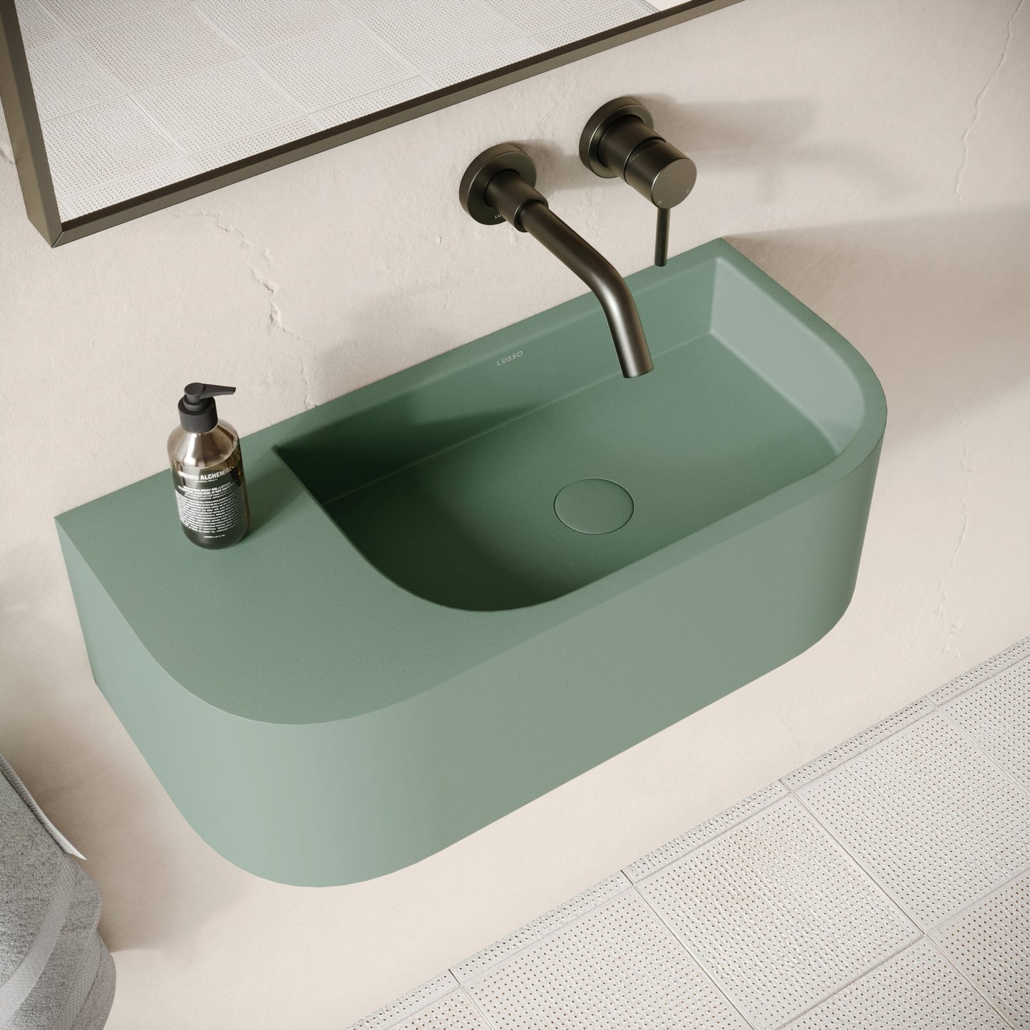Voluto Seafoam Concrete Wall Hung Basin 650mm