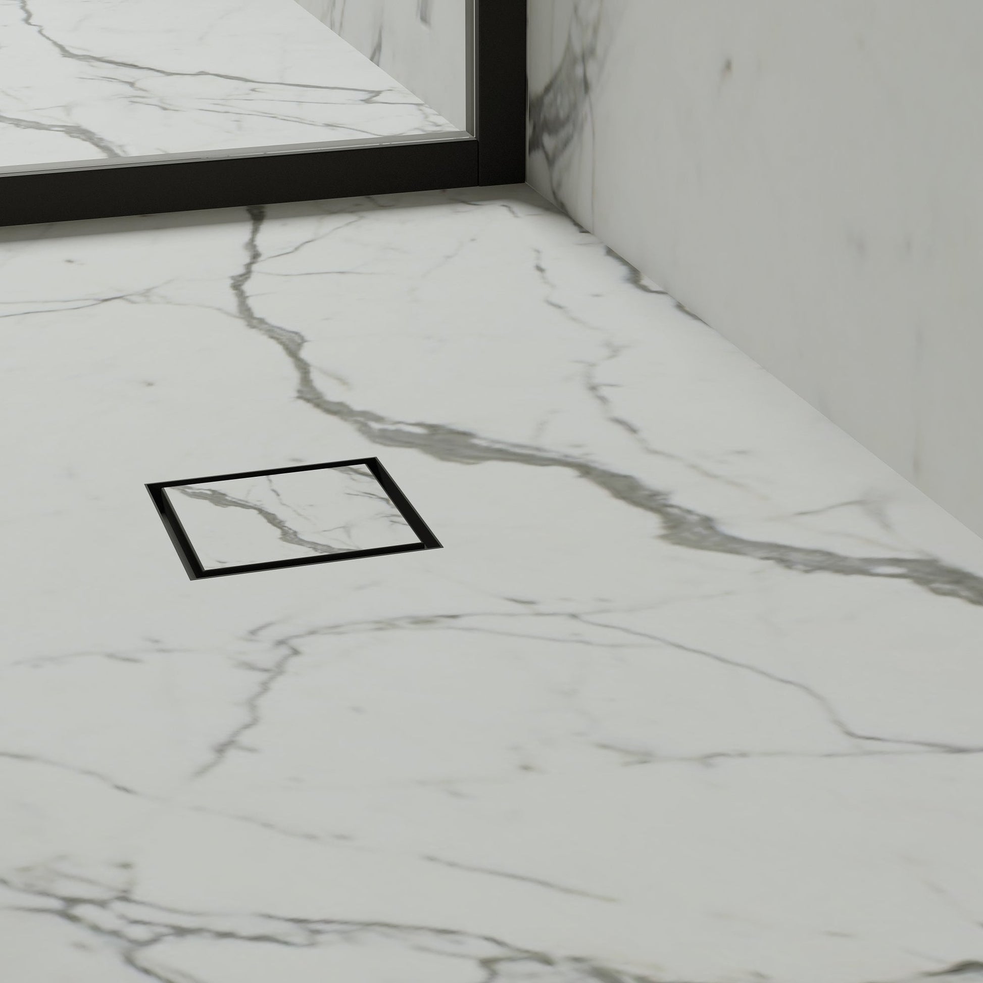 Wet Room Walk in Shower Tray Kit - Centre Drain + Tanking Kit + Matte Black Waste Kit (ALL SIZES)