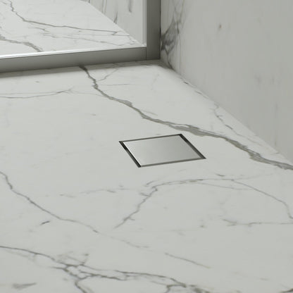 Wet Room Walk in Shower Tray Kit - Offset Drain + Tanking Kit + Brushed Stainless Waste Kit (ALL SIZES)