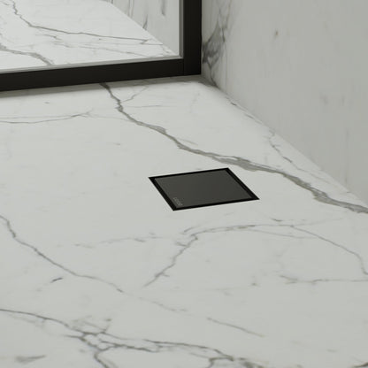 Wet Room Walk in Shower Tray Kit - Offset Drain + Tanking Kit + Matte Black Waste Kit (ALL SIZES)