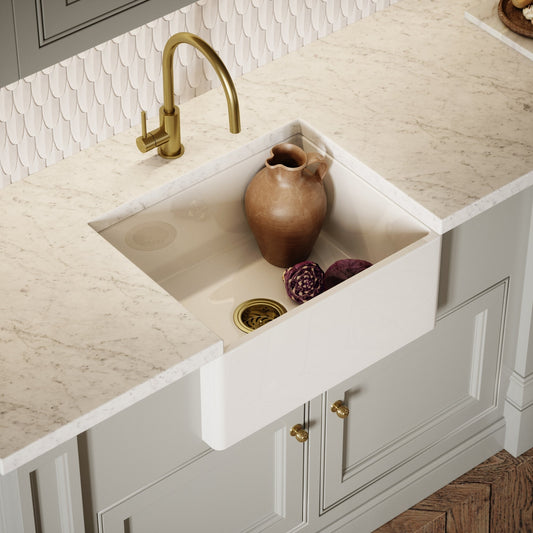 Windsor Single White Ceramic Butler Kitchen Sink 600mm